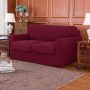 Subrtex 3-Piece High Spandex Textured Grid Sofa Slipcover, Separate Cushion Cover(Wine, Loveseat) - Image 2