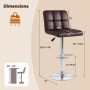 Set of 2 Square Swivel Adjustable Bar Stools with Back and Footrest - Brown - Image 3