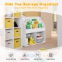 Kids Wooden Bookshelf Bookcase Children Toy Storage Cabinet Organizer - White - Image 5