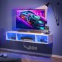 Rolanstar TV Stand with Power Outlet, Floating TV Stand with RGB Lights, 55.1" Wall Mounted TV Shelf, White Media Console - Image 2