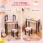2 in 1 Princess Dressing Table Writing Desk with Cute Leopard Print 3 Makeup Accessories - Image 5