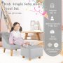 Soft Velvet Upholstered Kids Sofa Chair with Ottoman - Image 2