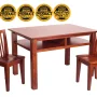 AFG Newton Wooden Kids Table and 2 Contoured Chairs Set, Mahogany - Image 3