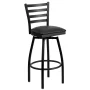 Flash Furniture Hercules Series Commercial Grade Metal Ladder Back Swivel Barstool, Black - Image 2