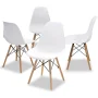 COMHOMA Dining Chair PVC Plastic Lounge Chair Kitchen Dining Room Chair, White Set of 4 - Image 1