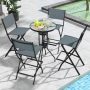 Blue Folding Bar Stools Set of 2 Backrest Humanized Footrest - Image 1