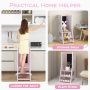 Toddler Kitchen Stool Baby Standing Tower with Chalkboard and Whiteboard - Image 5