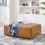 Modway Restore Modern Upholstered Faux Leather Ottoman in Tan - Image 3