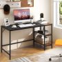 55 Inch Modern Industrial Style Study Writing Desk with 2 Storage Shelves - Image 2