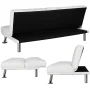 Renwick LuxuryGoods Modern Faux Leather Futon with Cupholders and Pillows, White - Image 4