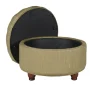 Tan and Cream Tweed Round Button Tufted Storage Ottoman - Image 4