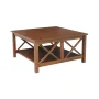 Hampton 36 in. Espresso Square Solid Wood Top Coffee Table with Shelf - Image 2