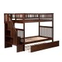 Woodland Staircase Bunk Bed Twin over Twin with Twin Size Urban Trundle Bed in Walnut - Image 5