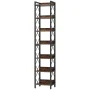 Jannelly 79 in. Rustic Brown 7-Shelf Narrow Bookcase with Metal Frame, Corner Etagere Bookshelf for Home Office - Image 1