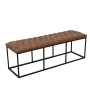 Draper Large Light Brown Faux Leather Decorative Bench/Ottoman with Button Tufting 17.25 in H x 52.25 W x 15.75 D - Image 3