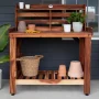 Backyard Discovery Acacia Wood Garden Potting Bench & Serving Bar with Lower Storage Shelf - Image 1