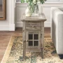 Knorr Solid Wood End Table with Storage and Built-In Outlets - Image 1