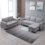 3 - Piece Living Room Set - Light Gray Cotton Blend - Image 1