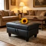Faux Leather Storage Ottoman - Image 1