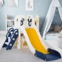 4 in 1 Toddler Slide, Kids Sturdy Slide with Basketball Hoop and Telescope, Non-Slip Steps, L-Shaped Baby Indoor and Outdoor Climber Playground Playset - Image 1