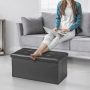 30 inches Folding Storage Ottoman 80L Storage Bench for Bedroom Hallway Black - Image 6