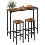 3 Pieces Industrial Bar Table and Chairs Set with Metal Frame - Image 3