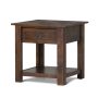 Monroe Solid Acacia Wood 22 in. Wide Square Rustic End Side Table in Distressed Charcoal Brown, Standard (20-25 in.) - Image 1