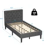 Costway Twin Upholstered Bed Frame Diamond Stitched Headboard Wood Slat Support - Image 3