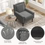Mid-century Modern Armchair Linen Fabric Upholstered Accent Chair with Cushion - Image 5