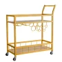 Lacoo Bar Cart Gold, Home Bar Serving Cart, Wine Cart with 2 Shelves, Wine Holders, Glass Holders, for Kitchen, Dining Room, Gold - Image 2