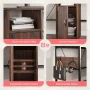 Bestier Reversible 60 inches L Shaped Computer Desk with Storage Cabinet Long Desk for 2 Person Cherry - Image 3