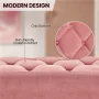 Alden Design Modern Ottoman Velvet Footstool Bench for Bedroom, Pink - Image 4