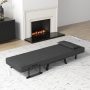 Costway Folding 6 Position Armchair Lounge Couch Convertible Sleeper Bed w/ Pillow Gray - Image 4