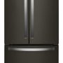 Whirlpool - 33 in. Wide 22 cu. ft. French Door Refrigerator with Humidity-Controlled Crispers - Black Stainless Steel - Image 1