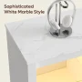Bestier LED TV Stand for TVs up to 70", Entertainment Center with Storage Shelves, White Marble - Image 4