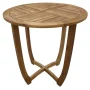 Carina Teak Brown Round Wood Outdoor Patio Accent Table - Image 1