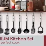 JoyTable Stainless Steel Cooking Utensil Set, Non-Stick Cookware Set, 24pc Heat Resistant Nylon Kitchen Accessories, Black - Image 2