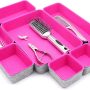 Welaxy desk drawer organizers tray for office suppliers entryway catchall key holder makeup crafts pens decluttering 8-piece back to school (hot pink) - Image 5