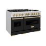 ZLINE - 48 in. Wide 8 Burner Autograph 6.7 cu. ft. Freestanding Classic Double Oven Gas Range with Black Doors & Gold Accents - Black Matte - Image 1