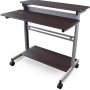 Stand Up Desk Store Rolling Adjustable Height Two Tier Standing Desk Computer Workstation (Silver Frame/Dark Walnut Top, 24 Inches) - Image 6