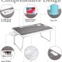 Keggs Laptop Bed Desk Tray, Lap Desk for Bed 4 USB Ports Laptop Stand Bed Lap Table Tray with Foldable Legs Storage Drawer for Home Bed Couch Floor, Gray - Image 3