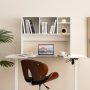 Computer Desktop Bookcase with 4 Cubbies and Open Back Compartment - White - Image 2
