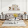 20 Inch Glass End Table with Metal Frame and Faux Marble Glass Top - Image 6