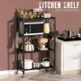 COOKCOK 4-Tier Storage Shelving Unit, Metal Shelf, Foldable Storage Shelf with Wheels, 27.9"x13.4"x49.72" Garage Shelf, Metal Storage Rack, Kitchen Shelf with 4 Hooks, No Assemble Require - Image 6