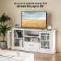White TV Stand for TVs up to 70 with Glass Doors Cubbies and Drawer - Image 6