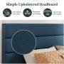 Amolife Full Bed Frame, Platform Bed Frame with Fabric Upholstered Headboard, Navy Blue - Image 6