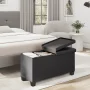 Hearth & Harbor Ottoman Storage Bench, Faux Leather 30" Ottoman with Storage, Gray - Image 3
