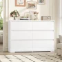 Homfa 6 Drawer Double Dresser, 47.2'' Wood Storage Side Cabinet Chest of Drawer for Bedroom Living Room, White - Image 1