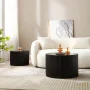 Kevinplus Nesting Coffee Table Set of 2, Modern Round End Table for Living Room, Apartment, Matte Black - Image 6