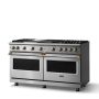 Viking - 60"W. Pro5S 8.0 Cu. Ft. Freestanding Sealed 6 Burner Gas Convection Range/Double Oven-Stainless Steel/Brushed Brass - Stainless Steel - Image 2